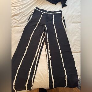 Derek Lam 10 Crosby Trousers Black and white striped. 100% silk. Full length
